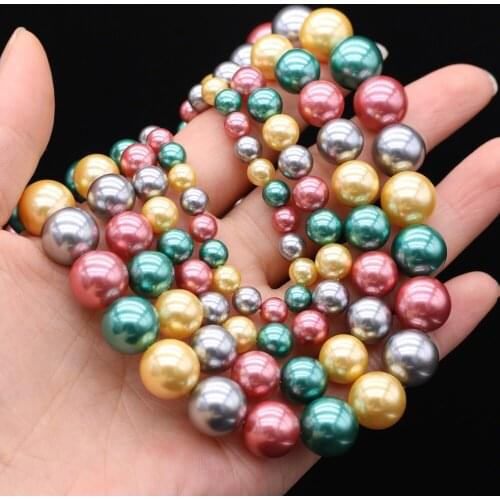 Natural shell bead fritillary round mixed color beaded loose beads for jewelry making DIY necklace bracelet earrings accessory