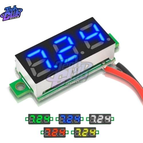 Mini Digital Voltmeter Voltage Tester Meter 0.28 Inch 2.5V-30V LED Screen Digital Voltmeter Red Green Blue Yellow