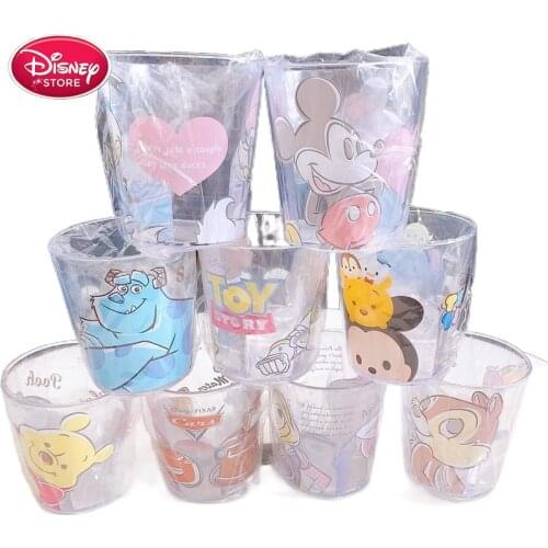 Disney Baby Cups Minnie Mickey Mouse Cup Princess Elsa Ariel Transparent Plastic Milk Cup McQueen Cute Cartoon Toothbrushing Cup