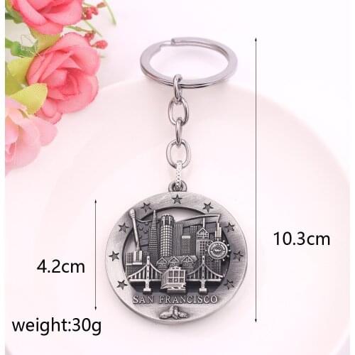 HANGZHI 2021 NEW San Francisco Keychain, USA, Classic Personality Retro Metal Keychain