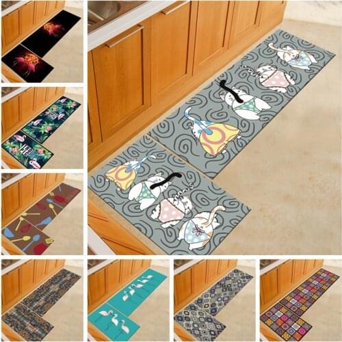 Funny Cartoon Kitchen Rugs Carpet Washable Polyester+Rubber Slip-Resistant Long Entrance Door Mat Corridor Bathroom Floor Mats