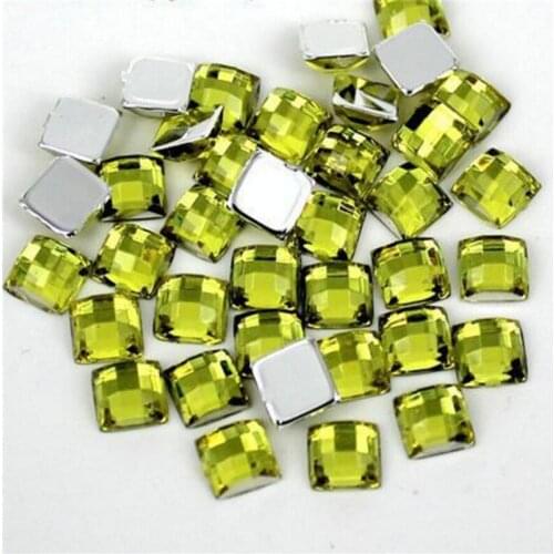 4-25MM DIY Bling Lt Yellow Color Square Lattice Faceted Acrylic Rhinestone Flatback Acrylic Stone for Hand Craft Art Decoration