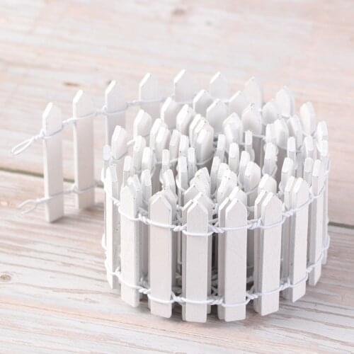 100cm x 5cm Mini Small Wood Fence DIY mini house Fairy Garden Micro Plant Pot Decor Bonsai Terrarium Ornament (White)