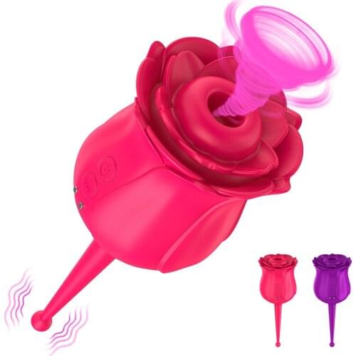 Powerful Oral Licking Sucking Vibrator Stick Massager Rose Shape Sex Toys for Women Clitoris Stimulation Vagina Nipple Sucker