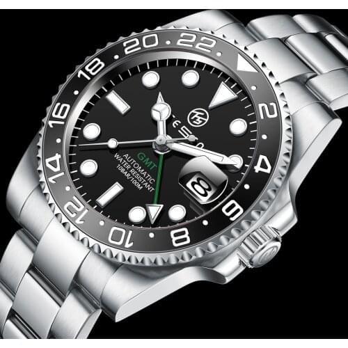 TESEN Mens Automatic Mechanical Watches Top Luxury Brand Men Mechanical GMT Watch Men Luminous 316L Stainless Steel Wristwatch