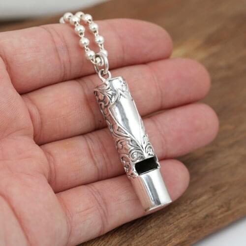 Wholesale S925 Sterling Silver Jewelry Vintage Thai Silver Mens And Womens Cloud Long Whistle Personality Pendant