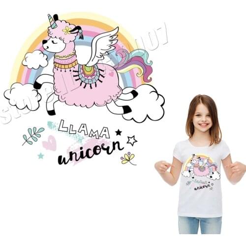 Rainbow Patches Cartoon Sheep Sweet Applique On Clothing Heat Transfer Vinyl Paper Iron On Sticker DIY Washable Custom Accessory