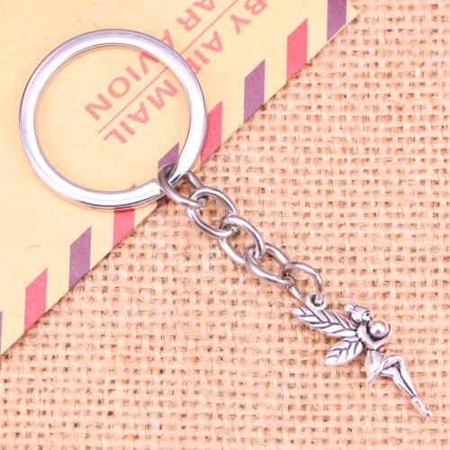 20pcs New Fashion Keychain 26x11mm fair angel Pendants DIY Men Jewelry Car Key Chain Ring Holder Souvenir For Gift