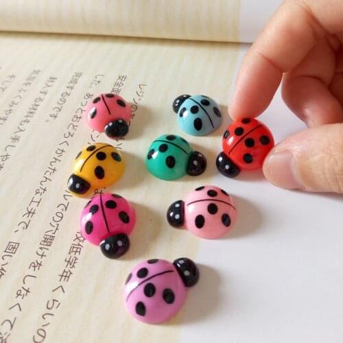 Tanduzi Wholesale 100PCS Resin Ladybird Flatback Cabochon Coccinella Septempunctata Ladybug Scrapbooking DIY Children Bow Deco