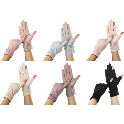 Fingerless Gloves Women Driving Gloves Summer Spring Stretch Sunscreen Anti-Uv Anti-Slip Glove Breathable Mittens