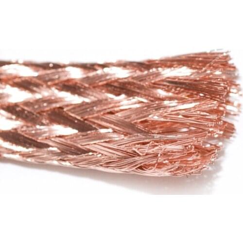 Flat Pure Copper Braid Copper Braid Lead Wire High Flexibility Cable Bare Ground Lead Wire 1m 11mm