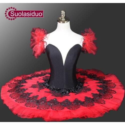 Don Quixote Professional Tutus Red Black Pancake Ballet Costumes Performance Classical Ballet Tutu Nutcracker Tutu Red SD0026