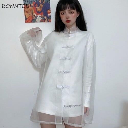 Sheer Jackets Women Chic Chinese Style College Harajuku Sun-proof Summer Loose Teens Outwear Stylish Street Lady Clothing Ins