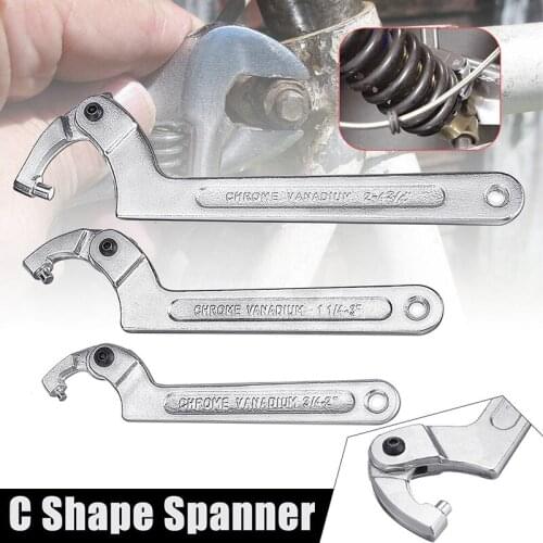 1pcs 7 inch Adjustable Hook Wrench Pin Round Head Wrench C Shape Spanner Chrome Vanadium Tool Hand Tool Motorcycle SYD 19-51mm
