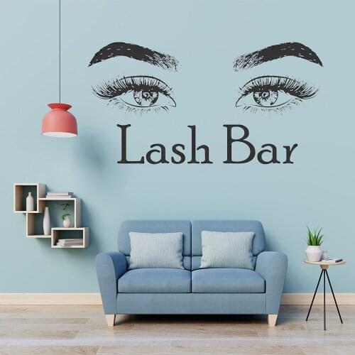 Lash Bar Pretty Eyebrows And Eyes Beauty Salon Wall Stickers for Living Room Background Art Decoration Vinyl Murals WL362