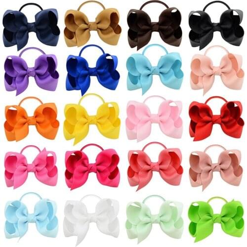 Grosgrain Ribbon Bow Elastic Hair Bands Ponytail Holder for Girls Rubber Scrunchies Children Baby Kids Gum Band Hair Accessories