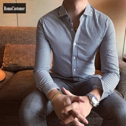 Мужские полосатые рубашки RomaCustomer China At AliExpress