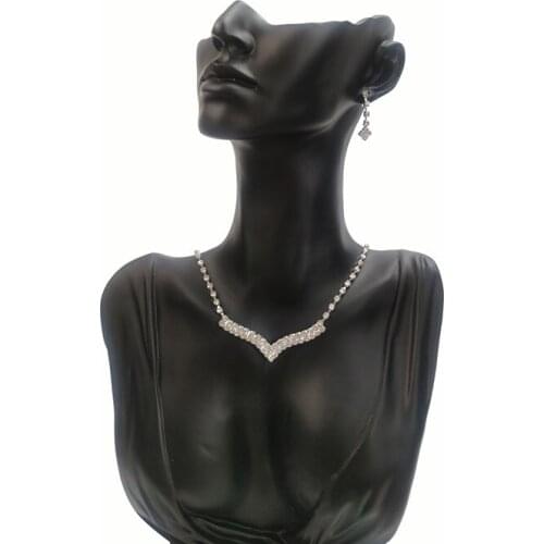 Crystal Jewelry Sets Fashion Bridesmaid Bridal for Women Rhinestone Necklace Earrings Sets Prom Wedding Jewelry Sets Indian Girl