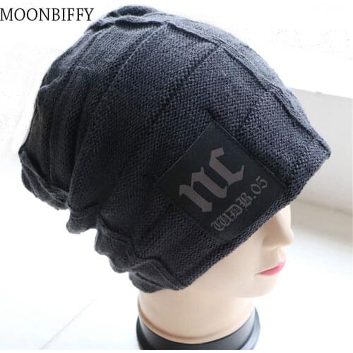 Hedging Hat for Men Keep Warm NC Knitting Plus Velvet Beanie Winter Solid Cap