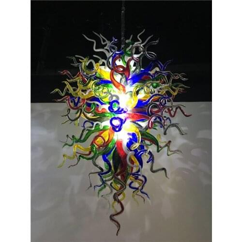 European Murano Chandelier LED Light Tiffany Hand Blown Glass Big Chandelier for Home Hotel Restaurant Art Decoration