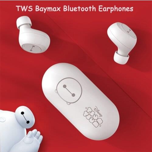 Big Hero 6 Baymax TWS Bluetooth 5.0 Earphones Wireless Dual Stereo Music Headset for Android iPhone