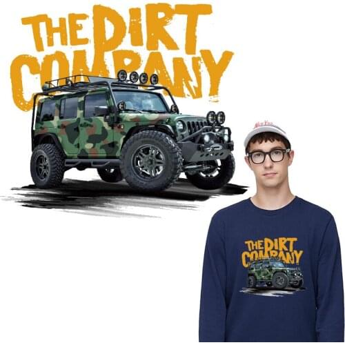 Off-road Camouflage Jeep Patches Heat Transfer Vinyl Sticker Iron on Transfers For Clothes A-level Man Car Stickers Washable DIY