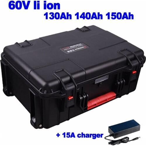 Waterproof 60V 130ah 140ah 150ah Lithium Li Ion Battery Pack AGV forklift tricycle golf car trolling motor robot +12A charger