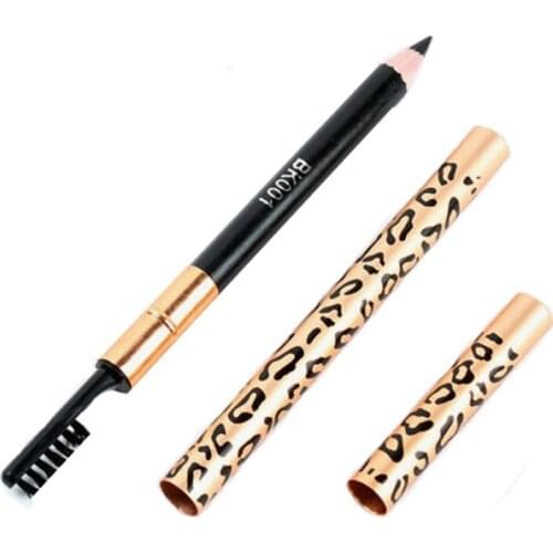 Good Quality Leopard Eyeliner Pencil With Eyebrow Brush Metal Upscale Eyeliner Five Colors Drop shipping 152