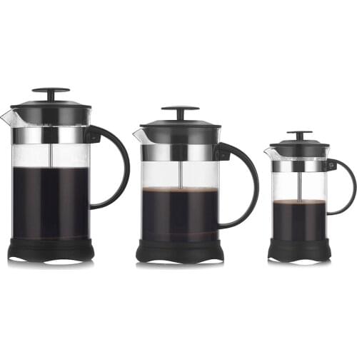 350ml/800ml/1000ml French Press Coffee/Tea Brewer Pot Maker Kettle Heat-resistant Stainless Steel Glass Plunger Coffee Pot