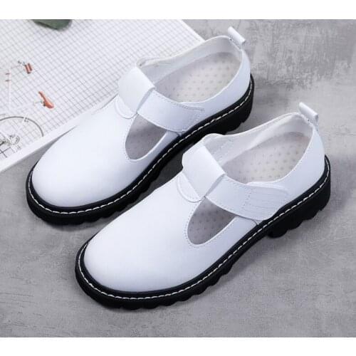 Nurse Womens Shoes Small White Shoes Leather Shoes Jk Versatile Student Shoes 2021 Summer New Simple Casual Shoes Large 35-42