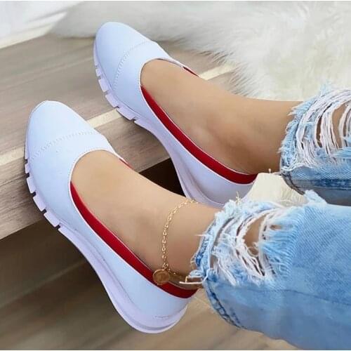 Ladies Handmade Solid Color Women Shoes Classic Casual Flat Heel Shoes Comfortable Non-slip Fashion Zapatos De Mujer Sneakers
