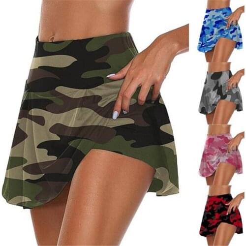 Camo Printed Women Skirt Shorts Fitness Jogger Sweat Shorts Summer High Waist Skorts Pantalones Cortos Cycling Short Trousers