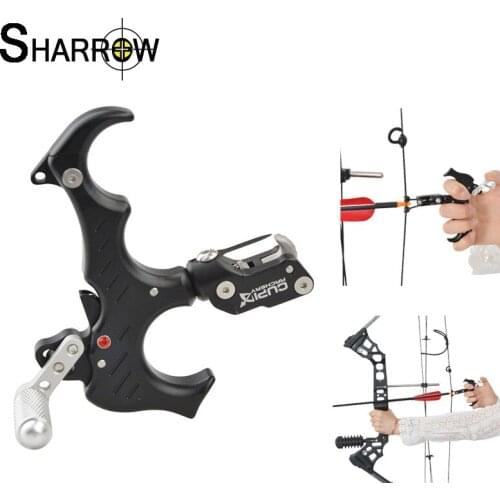 1pc 3/4-Finger Archery Bow Release Aids Thumb Release Trigger Aluminum Alloy Grip Caliper for Compound Bow Shooting Accessories