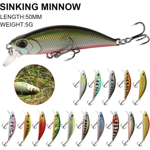 1pcs 50MM Sinking Fishing Lures Hard Baits Artificial Bait with 3D Fish Eye Fishing Tackle Accessories Lures for fishing