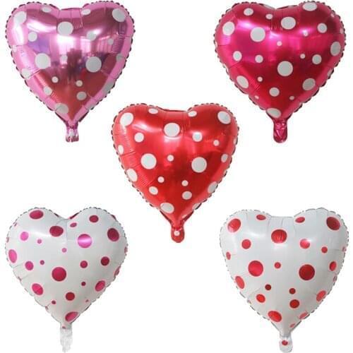 10Pcs Red Pink Polka Dot Ladybug Balloons Heart Aluminum Foil Balloon Mothers Day Birthday Party Decorations Kids Baby Shower