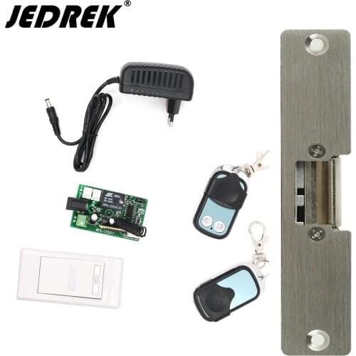 12V 315mhz Remote Control Electric strikes with two remote handle exit button full kit Fail safe/fail scure