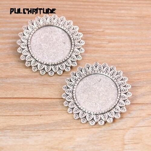 2pcs 20mm Inner Size New Product Ancient Silver color Big Round Punk Brooch Cabochon Base Setting Charms Pendant