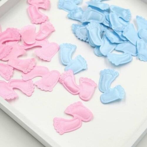 DIY 200pcs Satin feet clothes applique baby shower Birthday party decoration Supplies 30mmx32mm