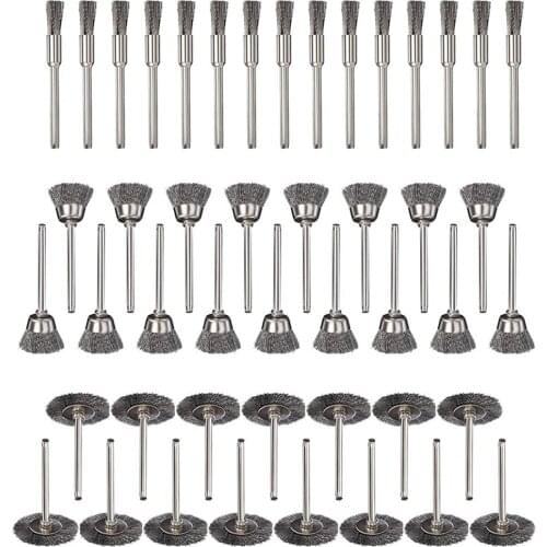 45/60 Pcs Wire Wheel Cup Brush Kit Stainless Steel Brass Copper Dust Remover Household Grinder Rotary Electric Tool
