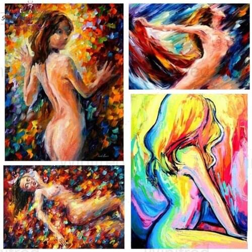 Abstract Diamond Painting 5D DIY Nude Sexy Woman Colorful Painting Diamond Embroidery Mosaic Art Full Diamond Cross Stitch Kit