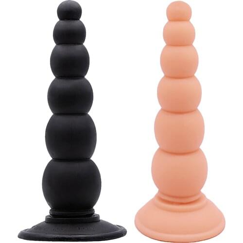Anal Sex Toys Pull Beads Anal Dilator Soft Anal Plug Dildos with Suction Cup Stimulation of Vagina and Anus for Women and Men