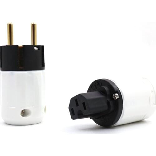 Free shipping 24k Gold-Plated SCHUKO standed Power Plug EU version power plug