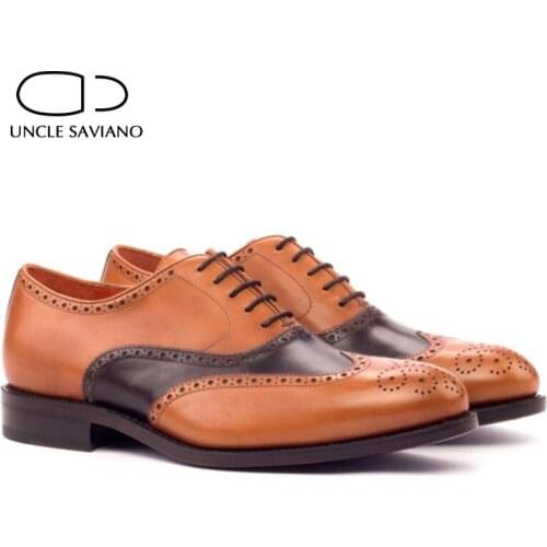 Uncle Saviano Oxford Brogue Wedding Dress Formal Man Shoes Office Genuine Leather Original Casual Business Designer Men Shoes