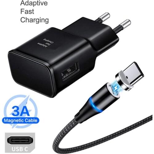 For Samsung S10 S8 S9 A02 A12 Fast Charger Travel Adapter 9V 1.67A Fast Charge Type C Magnetic Cable For Samsung Note 10 9 8 A50