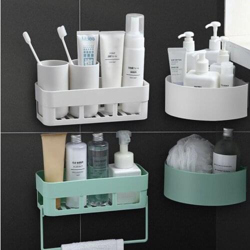 Shower Storage Holder Rack Organizer Bathroom Shelf Shampoo Tray Stand No Drilling Floating Shelf For Wall Household Item