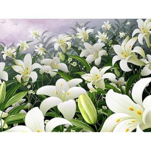 Diamond Embroidery Lily Flowers Handmade Diamond Painting Embroidery Mosaic Cross Embroidery Home Decoration