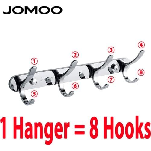 JOMOO Robe Hook Wall Hooks Nail Coat Hook Zinc Chrome Kitchen Key Holder Wall Mounted Clothes Hat Hooks Bathroom Accessories
