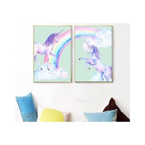 Colorful Unicorn Wall Art Canvas Cuadros Decoracion Salon Wall Pictures for Living Room Painting Unframed Poster Animal Print