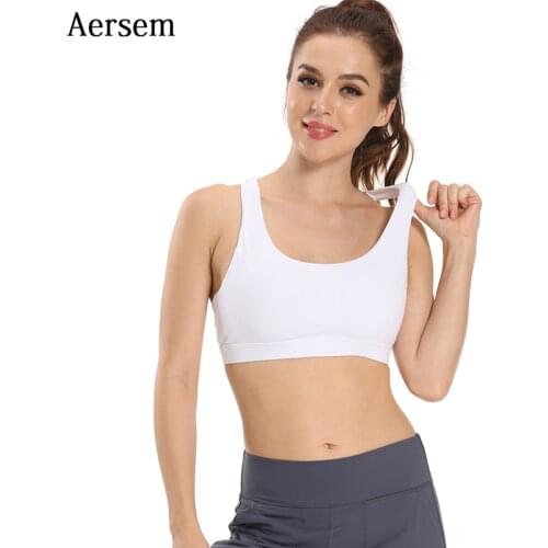 Aersem Tight Sports Bras Cross Bandage Workout Crop Tops Padded Women Fitness Bra Running Shockproof Yoga Top Black White 2XL