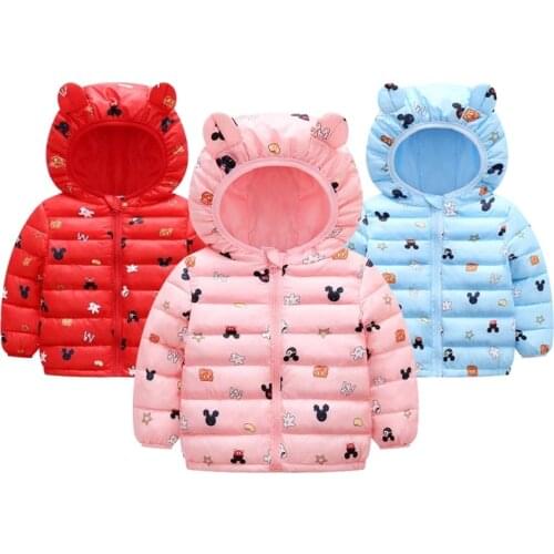 Cute Cartoon Baby Girls Jacket Autumn And Winter Fashion Hooded Christmas Birthday Coat Casual Zipper Boy Outerwear Kids Clothes